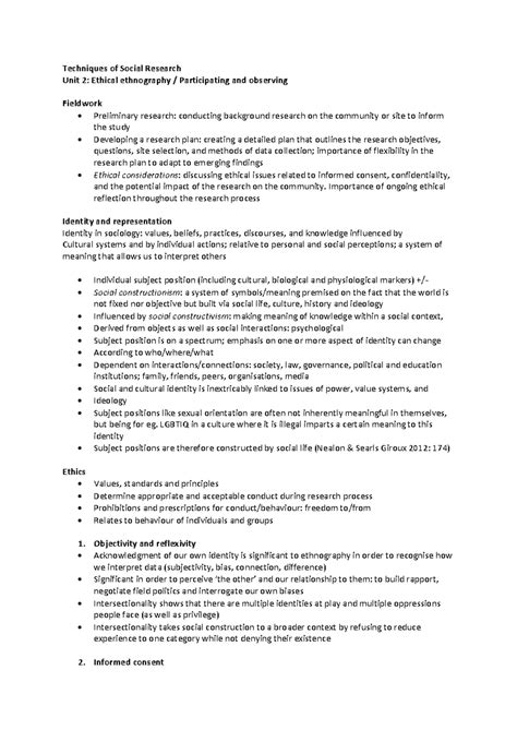 Unit 3 TSR Review - Pre-midsem, short notes - Techniques of Social ...