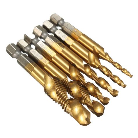 Generic HSS 6542 M3-M10 Titanium Coated Combination Drill Tap Bit Set 1 ...