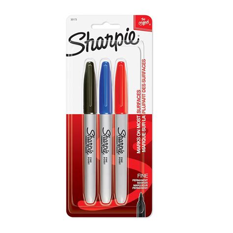 Sharpie 30173PP Permanent Markers, fine Point, Pack of 3 Colors - Red ...