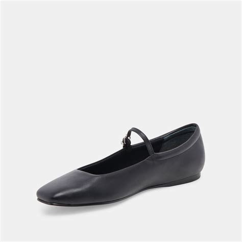 REYES Ballet Flats Black Leather | Black Leather Flats - Dolce Vita