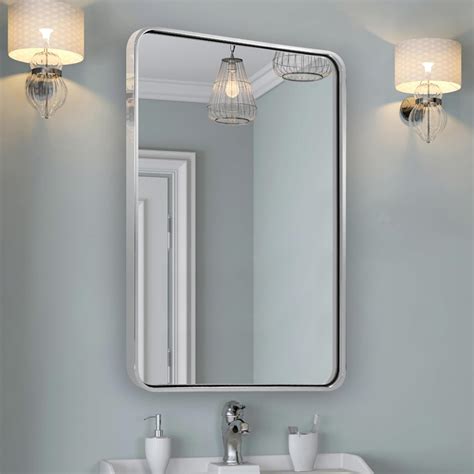 Amazon.com: ANDY STAR Chrome Bathroom Mirror, 22x30’’ Rounded Rectangle ...