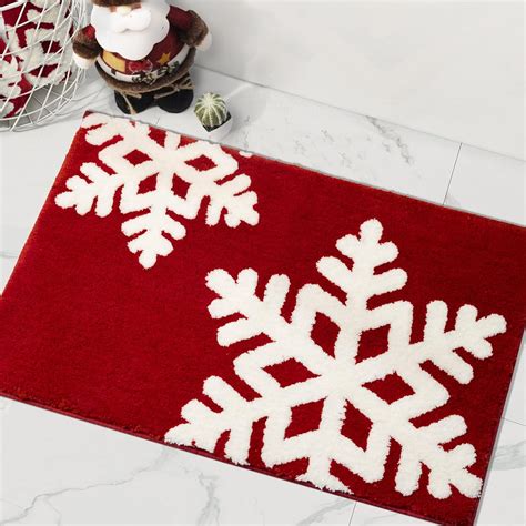 Amazon.com: Christmas Bathroom Decor Red Bathroom Rugs Cute Bath Mat ...