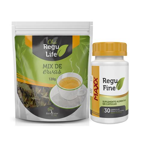 Regu Fine Maxx 30 Cápsulas E Chá Regu Life Pacote De 120g