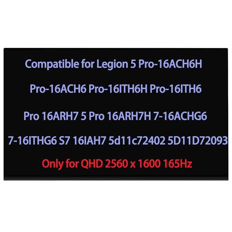 16.0" Replacement for Lenovo Legion 5 Pro-16ACH6H Pro-16ACH6 Pro ...
