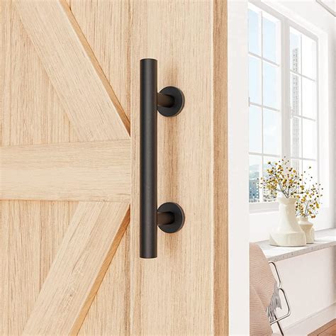 Buy ZEKOO 12'' Sliding Barn Door Handle Hardware Two-Side Design Black ...