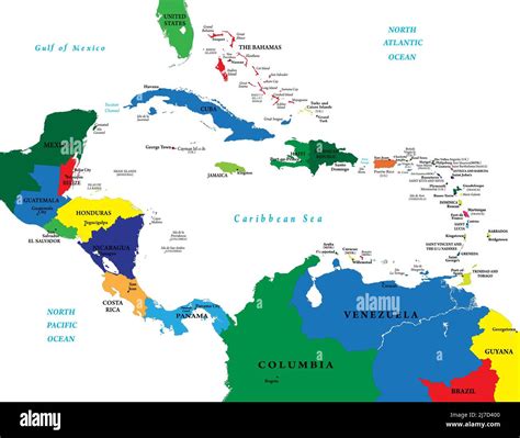 Mapa Del Caribe Y America Central Y Sus Capitales