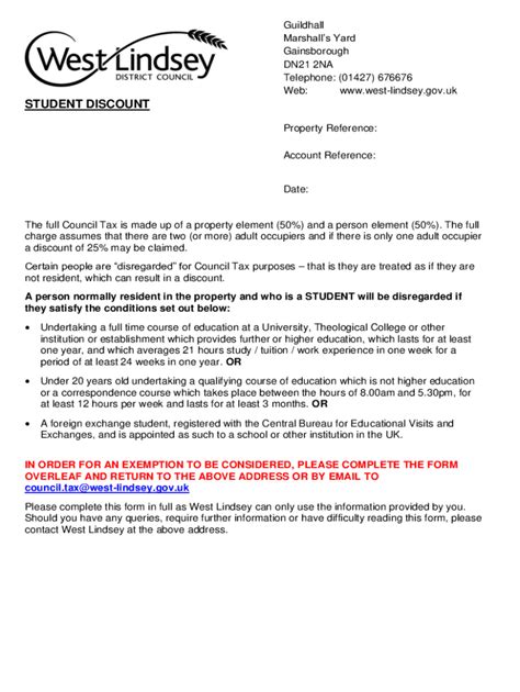 Fillable Online Student Council Tax discount application form. Student ...