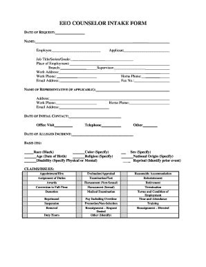 Fillable Online csosa EEO Counselor Intake Form - csosa Fax Email Print ...