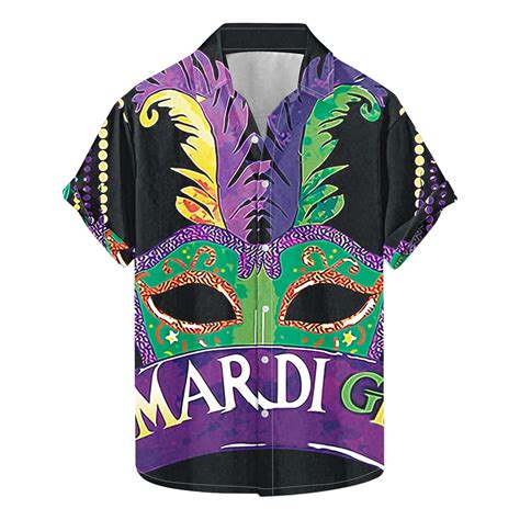Aloohaidyvio Mens Mardi Gras Shirts Men's Beads Mardi Gras Hawaiian ...