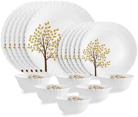 Larah by Borosil Morning Glory Silk Series Opalware Dinner Set |19 ...