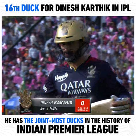 Dinesh Karthik now has the most ducks in IPL History : r/ipl