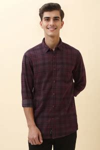 Allen Solly Men Checkered Casual Maroon Shirt - Buy Allen Solly Men ...