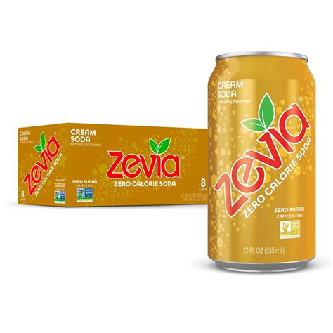 Zevia Zero Calorie, No Sugar Cream Soda Pop, 12 fl oz, 8 Pack Cans ...
