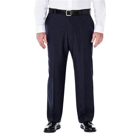 Buy Haggar Men's Big & Tall Expandable Waistband eCLo Stria Plain-Front ...