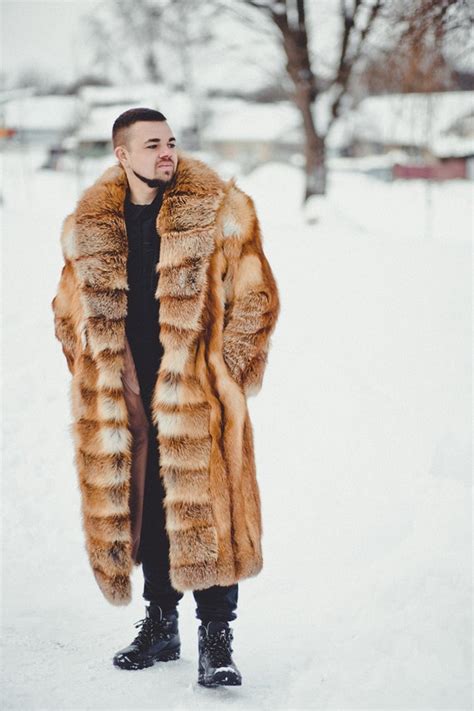 Long Mens Fox Fur Coat Rel Fur Coats Men Oversized Fur | Etsy
