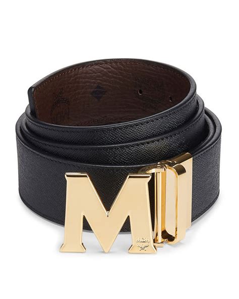 Mcm Claus Reversible Saffiano Leather Belt in Black | Lyst