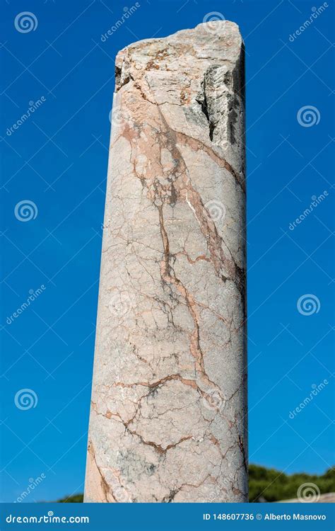 Broken Column With Pedestal - Ostia Antica Rome Stock Image ...