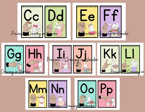 Spring Rabbit Sign Language Alphabet Printable Posters, Flashcards ...