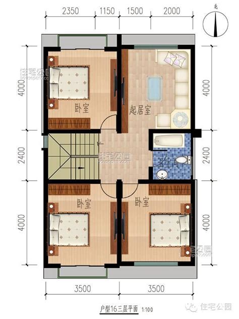二层中式别墅效果图实用简单,占地182平方14×13米带院子露台花园农村四合院房屋设计图 - 酷建房