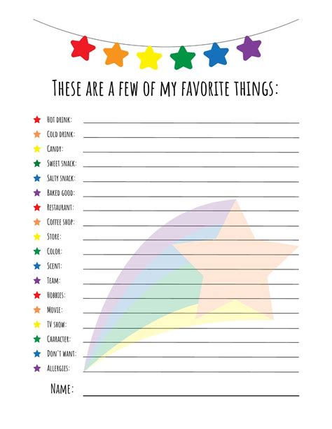 My Favorite Things Gift Idea List - Stars - Etsy