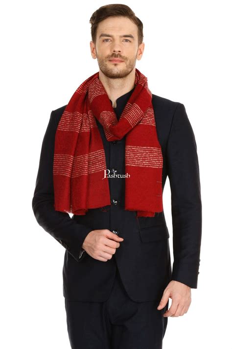 Pashtush Mens Fine Wool Reversible Muffler, Soft And Warm - Deep Maroo ...