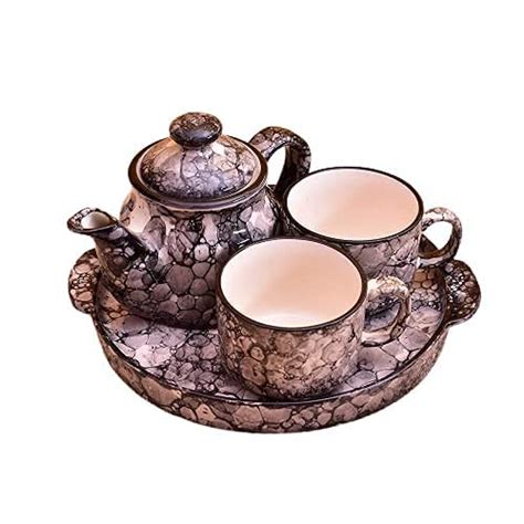 Buy KRS Ceramic Pack of 4 Black Marble Print Printed Ceramic Morning ...