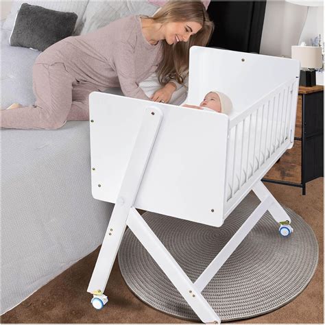 Amazon.com: Flwrgirl Wood Bedside Bassinet,15° Rocking Baby Bassinet ...