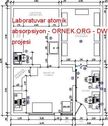 Laboratuvar atomik absorpsiyon dwg projesi - Autocad Projeler