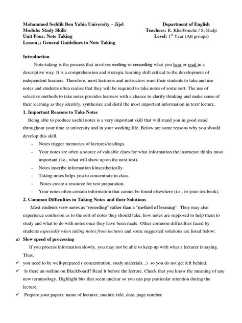 Image result for Note Taking Guide