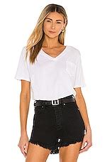 Bobi Light Weight Jersey V Neck Pocket Tee in White | REVOLVE