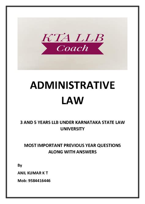 Administrative Law Notes for KSLU Grand Final Exam - Essential Q&As ...