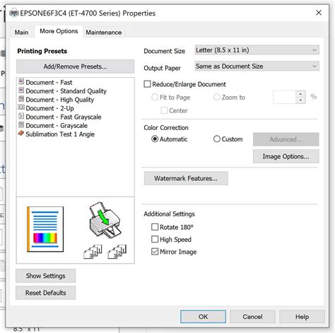 Image result for Epson Printer Color Settings