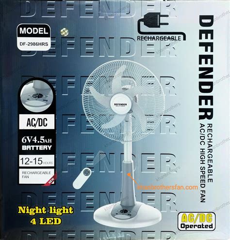 Defender | Kennedi (Model: 2986HRS) 16 inch Half stand Rechargeable fan ...