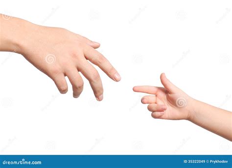 Isolated Men and Children Hands Reach Toward Each Other Stock Image ...