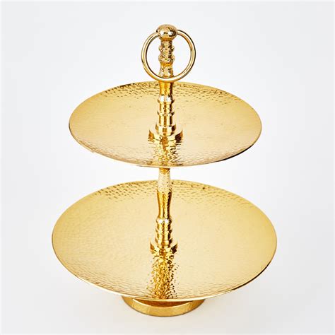 Buy Splendid Gold Rush Metal 2-Tier Hammered Cupcake Stand from Home ...
