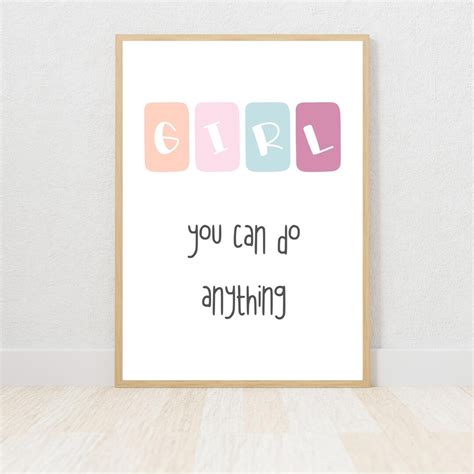 Girl You Can Do Anything, Girls Poster for Bedroom, Girls Poster Color ...