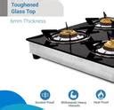Flipkart SmartBuy Regalia 4 Burners Glass, Stainless Steel Manual Gas ...