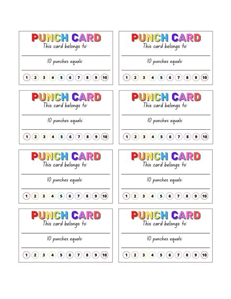 Blank Punch Card Template - Content Calendar Template
