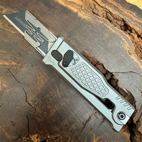Reate EXO-U Utility Gravity Knife Silver Aluminum Diamond Patterned ...