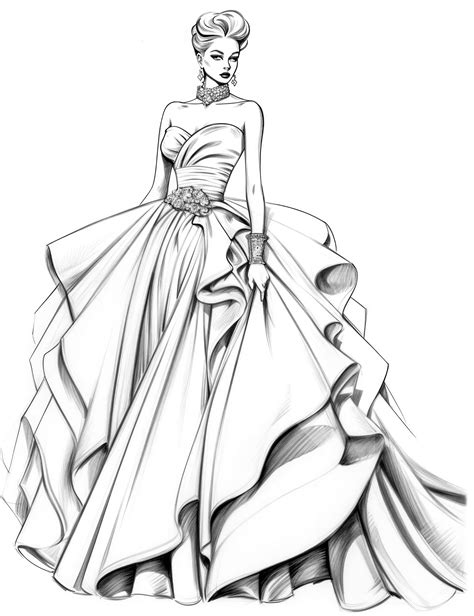 Printable Fashion Dress Coloring Pages