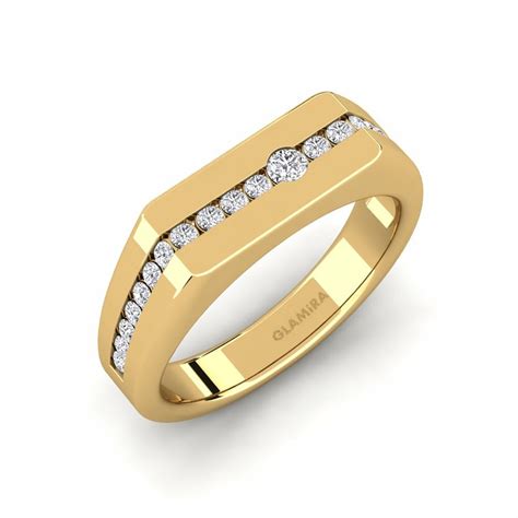 Order Men's Ring Paul in Round cut 0.07 Carat 14ct Yellow Gold Diamond ...