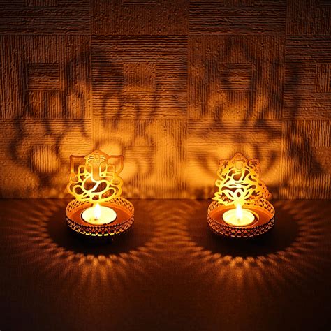 Buy eCraftIndia Set of 2 Lord Ganesha and Goddess Laxmi Shadow Tea ...