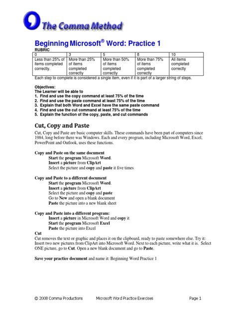 Word Exercise First Page 的图像结果