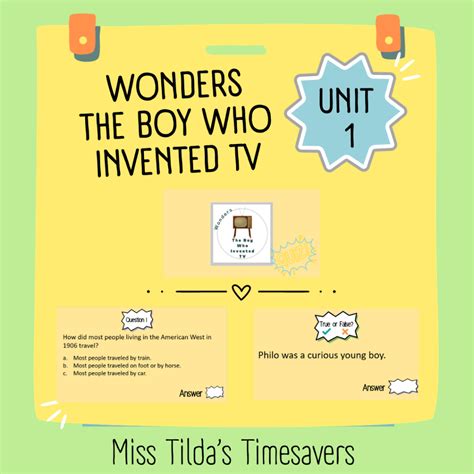 The Boy Who Invented TV Quiz - Grade 5 Wonders | Made By Teachers