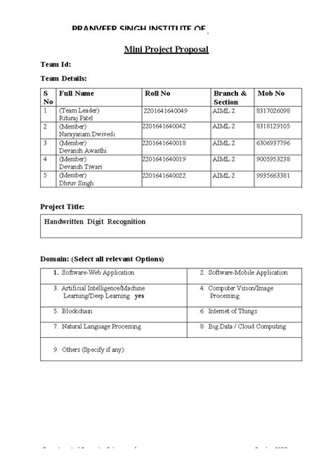Mini Project Proposal Group 6 - Handwritten Digit Recognition PRANVEER ...