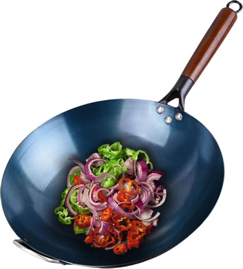 The Indus Valley Pre-Seasoned Iron Wok with Strong Wooden Handle ...