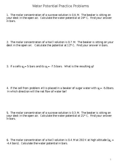 Water Potential Practice Problems 的图像结果