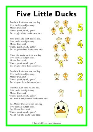 Five Little Ducks Nursery Rhyme Teaching Resources - SparkleBox
