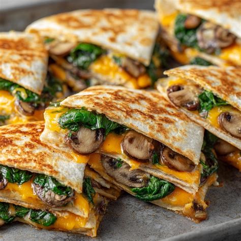 Baked Spinach Mushroom Quesadillas Recipe – tastydailyeats