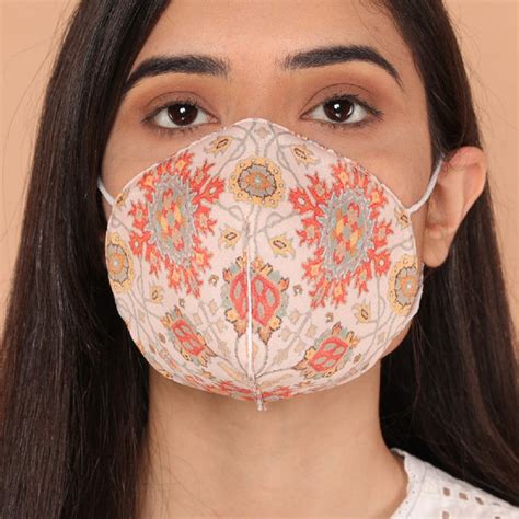 Get Off White Geometric Floral Printed Mask at ₹ 649 | LBB Shop